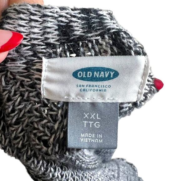 Old Navy Women Knit Cardigan Black White Size XXL Boho Lagenlook Lounge - Picture 4 of 4